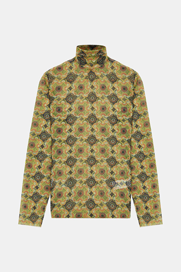 Colorful Patterned Long-Sleeved Women's Blouse