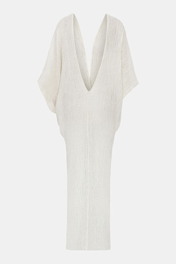 Beyaz Keten Kaftan 3