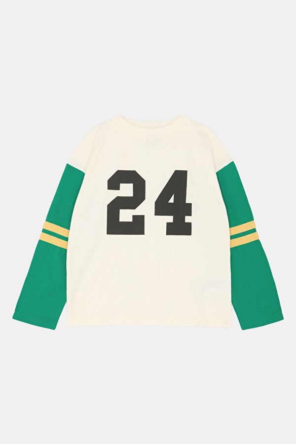 Relax Fit Cream Crew Neck Printed Kids T-Shirt
