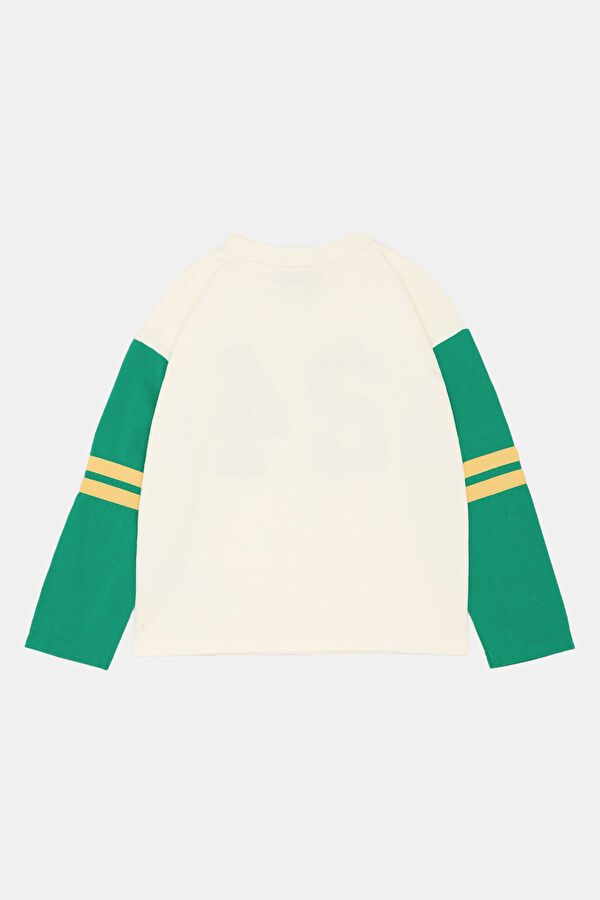 Relax Fit Cream Crew Neck Printed Kids T-Shirt 2