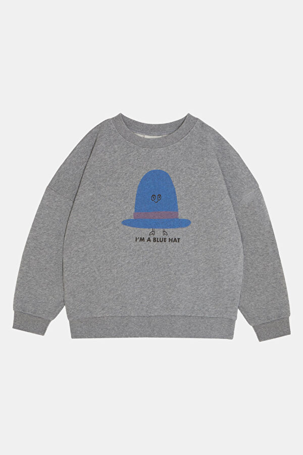 Gri Melanj Bisiklet Yaka Çocuk Sweatshirt
