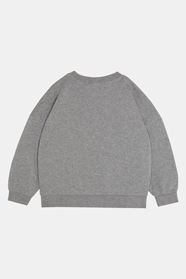 Gri Melanj Bisiklet Yaka Çocuk Sweatshirt 2