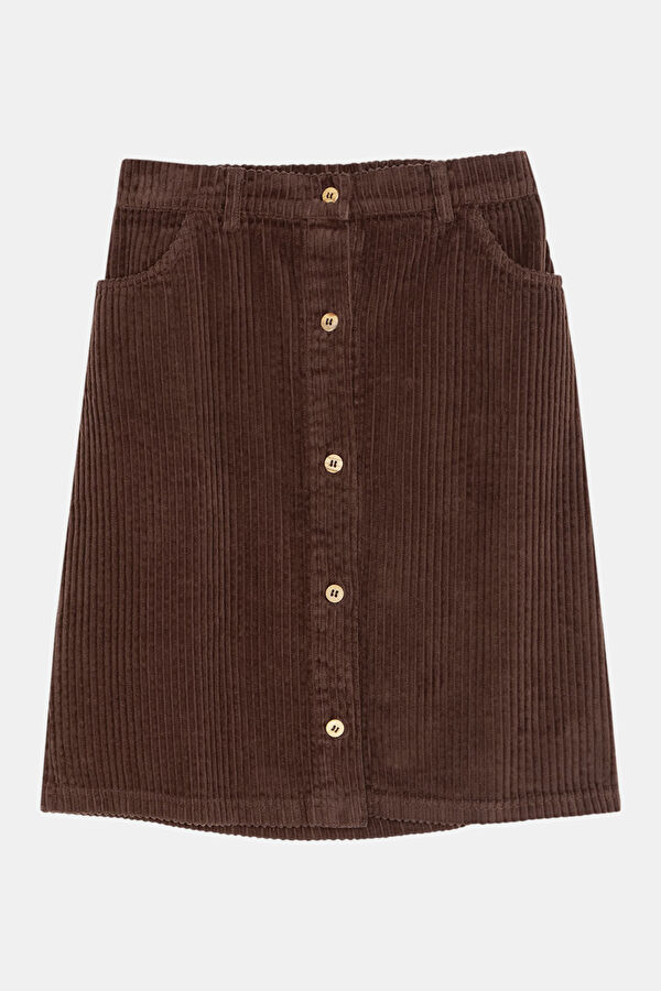 Brown Patterned Kids Skirt