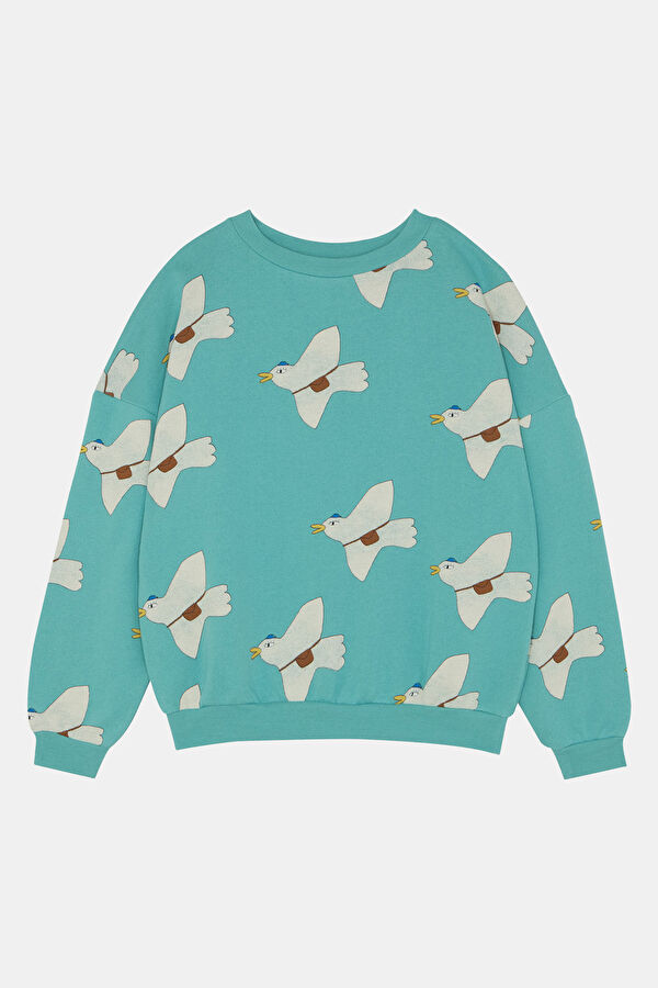 Turquoise Crew Neck Kids Sweatshirt
