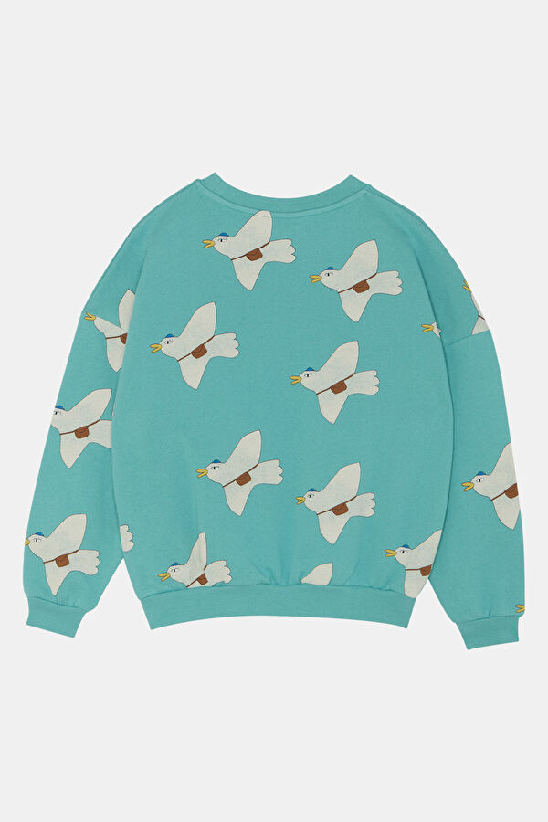 Turquoise Crew Neck Kids Sweatshirt 2