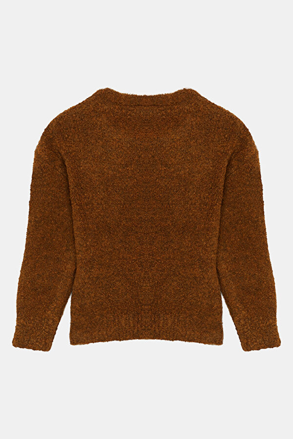 Light Brown Patterned Kids Sweater 2