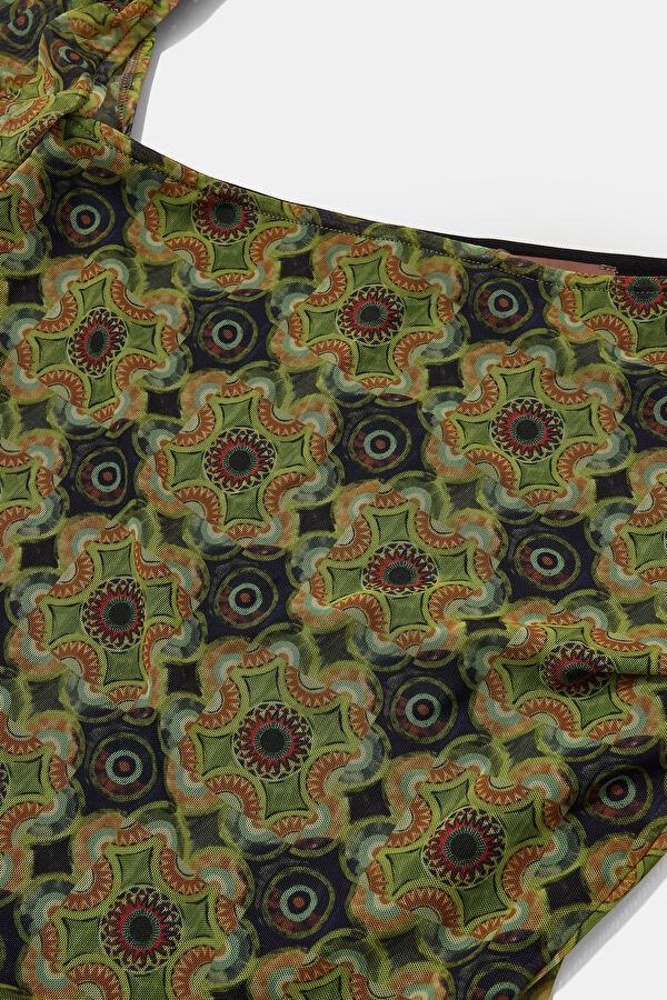 Green Patterned Women's Dress 3