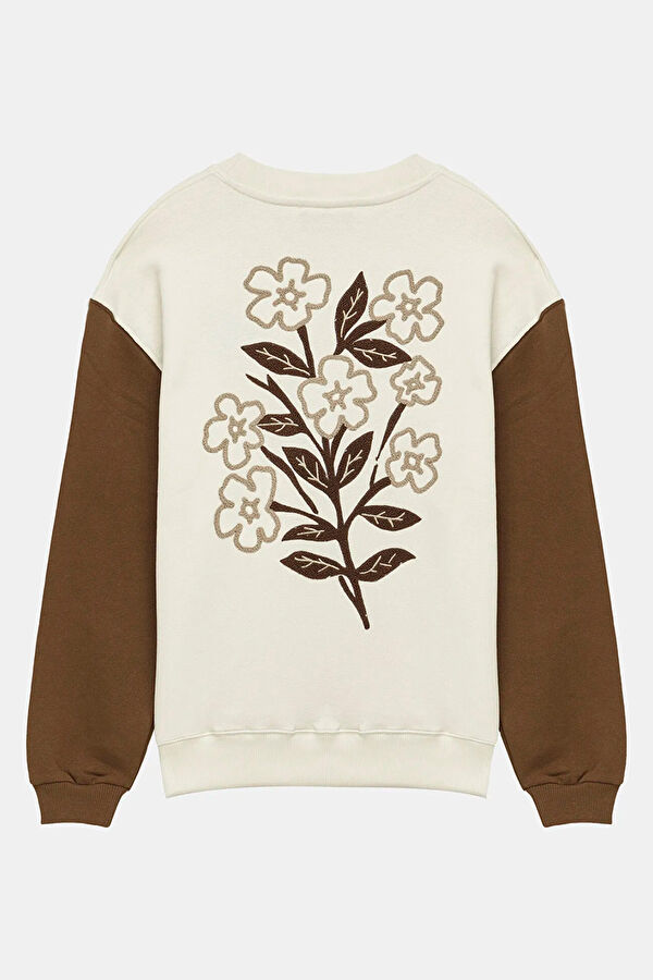 Çok Renkli Bisiklet Yaka Kadın Sweatshirt 2