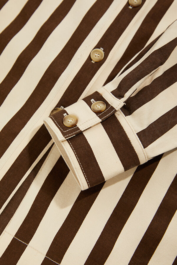 Comfort Kahve Desenli Kadın Gömlek 4