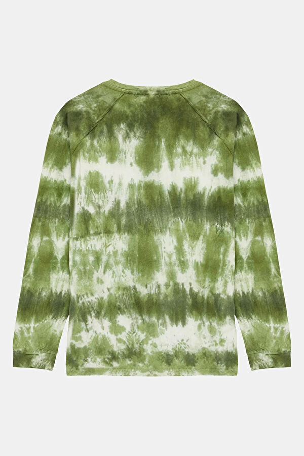 Yeşil Bisiklet Yaka Batik Kadın T-Shirt 2
