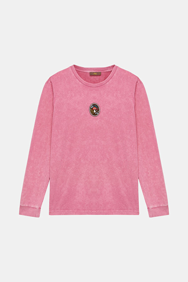 Pembe Bisiklet Yaka T-Shirt
