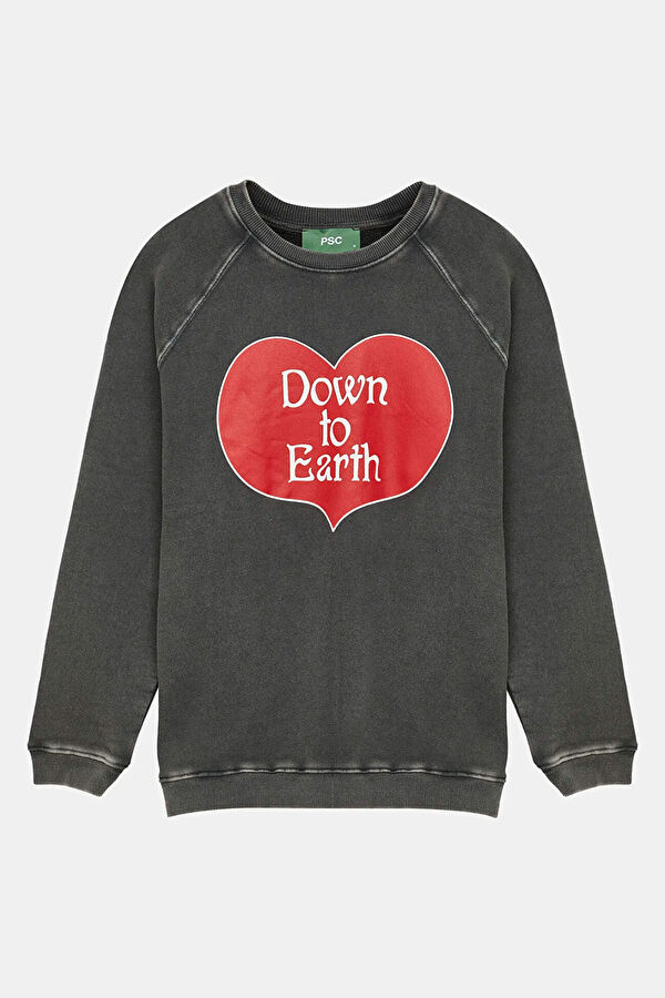 Antrasit Bisiklet Yaka Kadın Sweatshirt