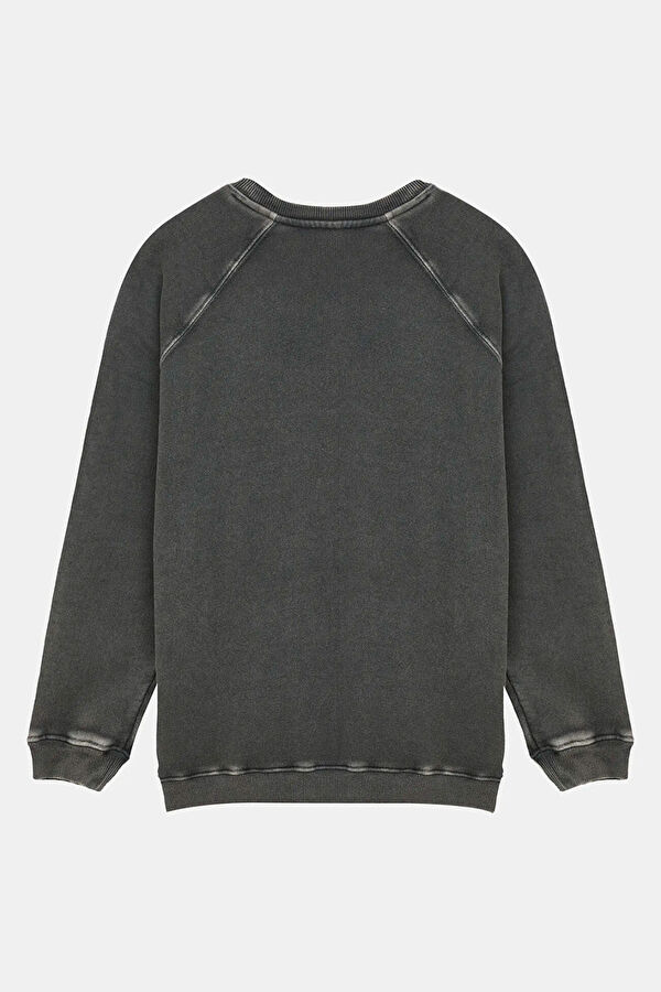 Antrasit Bisiklet Yaka Kadın Sweatshirt 2