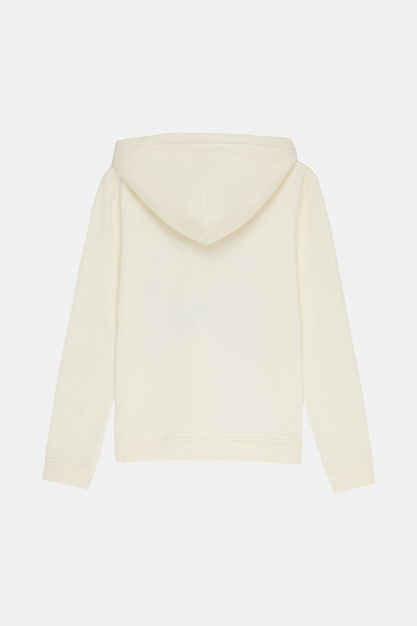 Beyaz Kapuşonlu Kadın Sweatshirt 2