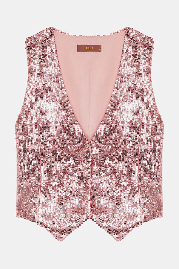 Pink Sequin Women's Vest