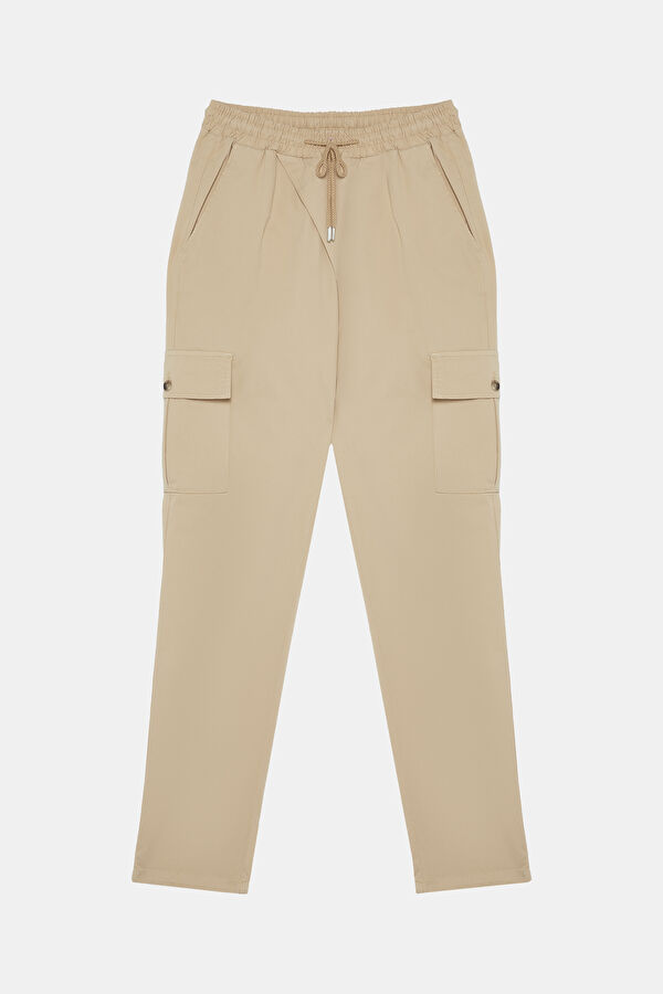 Straight Leg Beige Men's Trousers