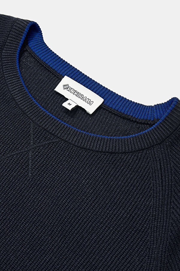 Navy Blue Knitted Men's Sweater 3