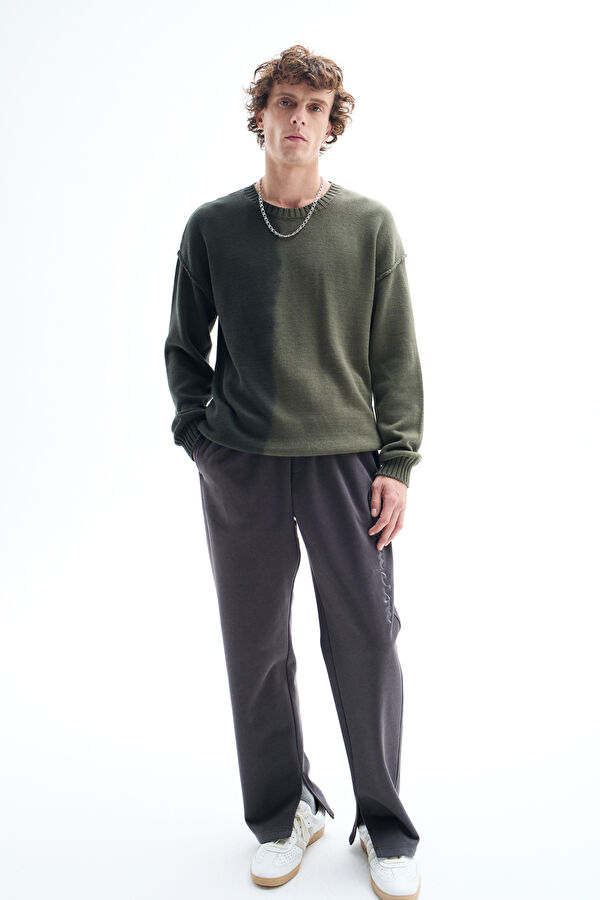 Khaki Batik Knit Men's Sweater
