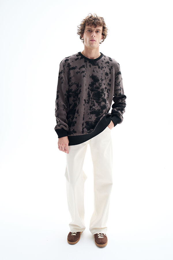 Coffee Pattern Knitted Men's Sweater