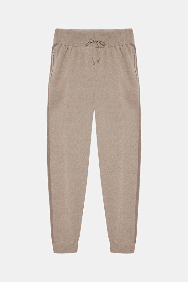 Beige Slim-Fit Viscose Men's Sport Trousers