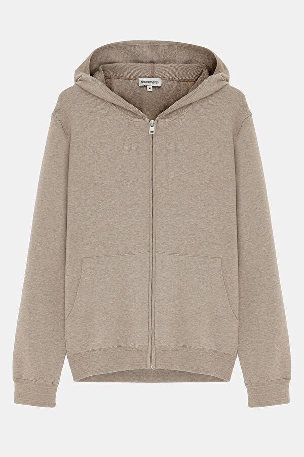 Beige Viscose Knit Men's Cardigan