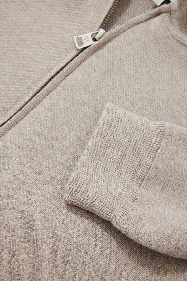 Beige Viscose Knit Men's Cardigan 4