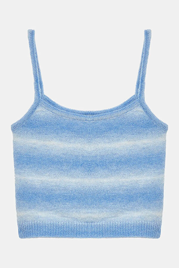 Blue Gradient Patterned Strappy Women's Blouse