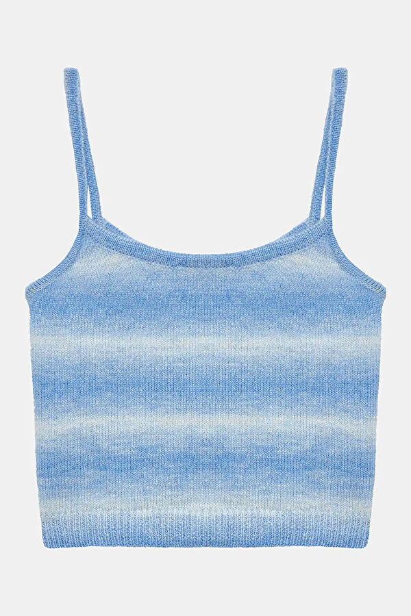 Blue Gradient Patterned Strappy Women's Blouse 2