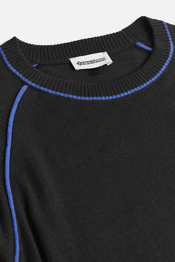 Black Wool Knit Men's Sweater 5