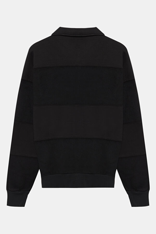 Black Relax Fit Polo Neck Men's Sweatshirt 2