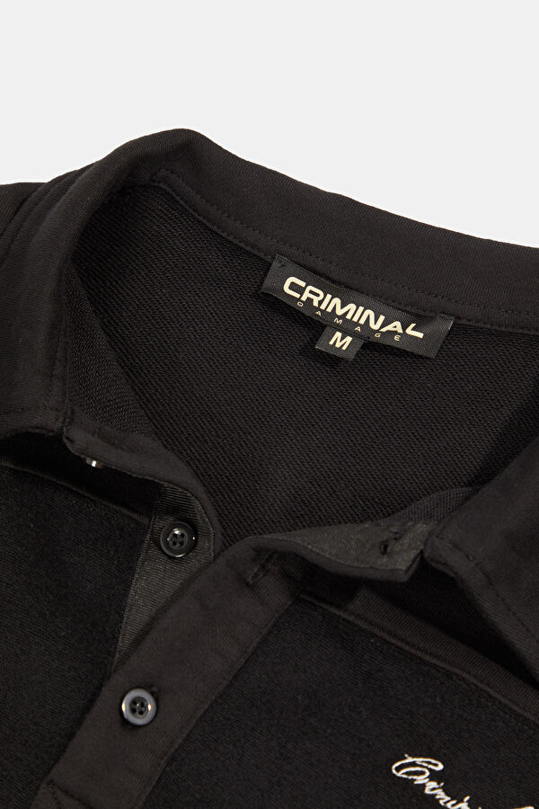 Black Relax Fit Polo Neck Men's Sweatshirt 3