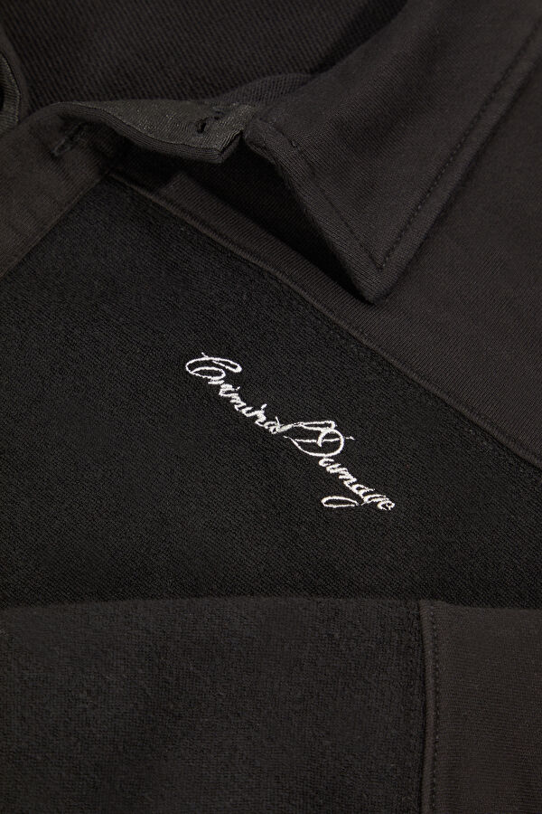 Black Relax Fit Polo Neck Men's Sweatshirt 4