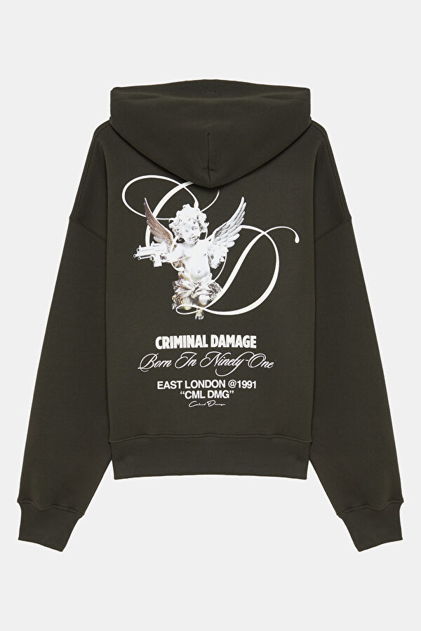 Koyu Yeşil Relax Kalıp Kapüşonlu Erkek Sweatshirt 2