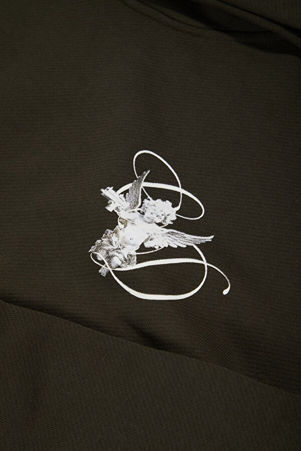 Koyu Yeşil Relax Kalıp Kapüşonlu Erkek Sweatshirt 3