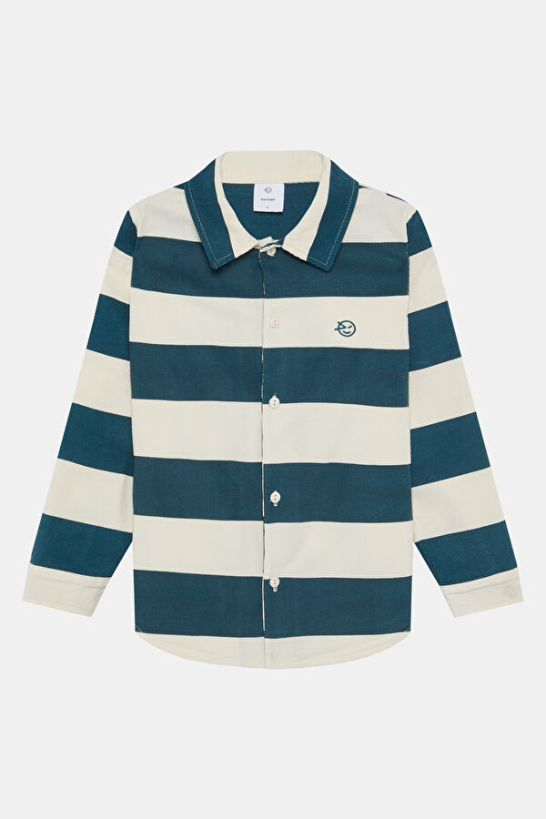 Navy Patterned Kids Shirt