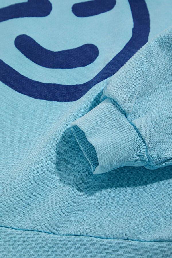 Turkuaz Relax Kalıp Bisiklet Yaka Sweatshirt 4