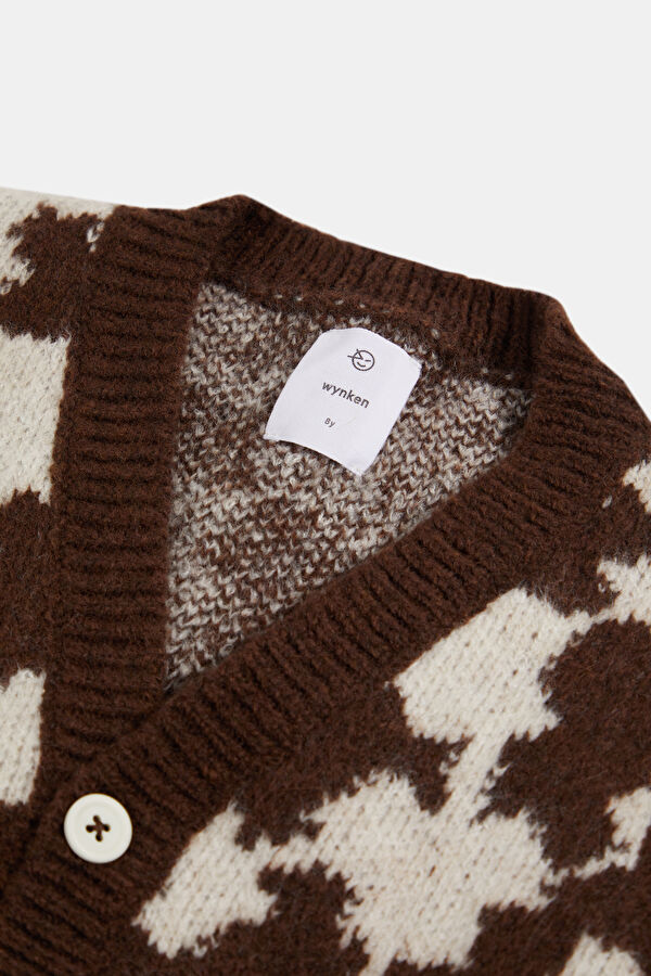 Dark Brown Patterned Kids Vest 3