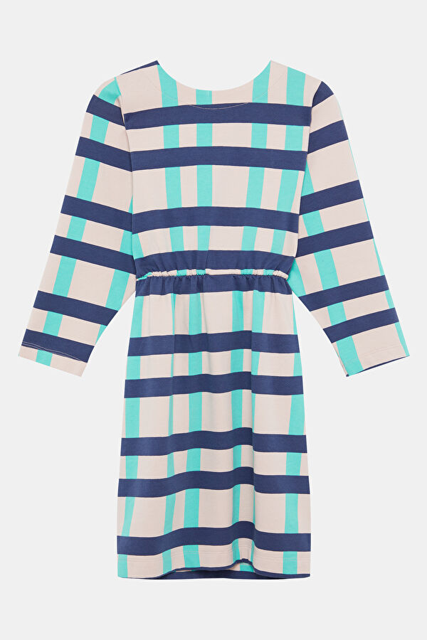 Turquoise Patterned Mini Kids Dress