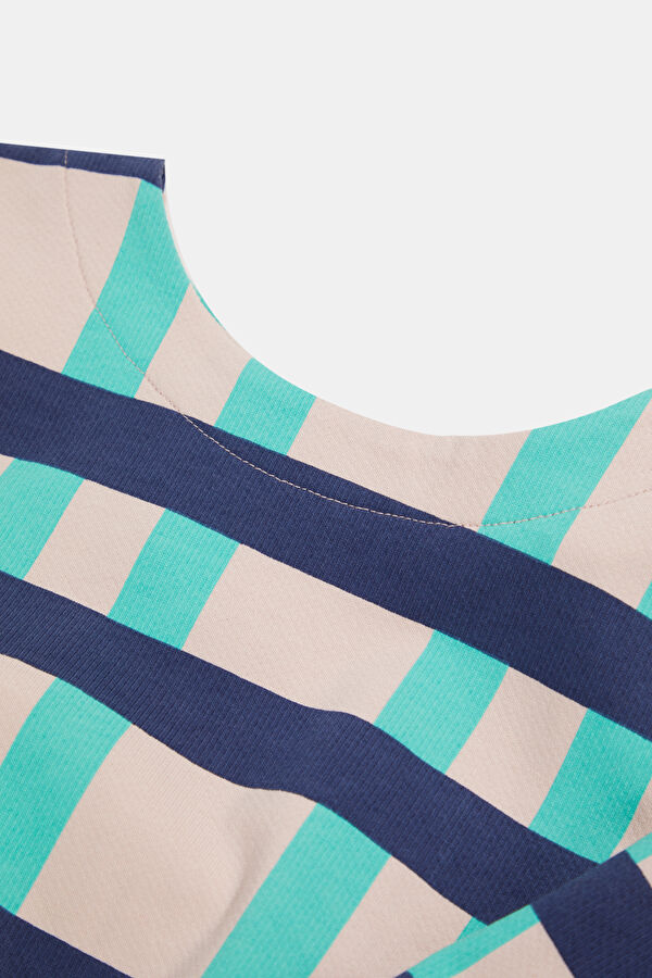 Turquoise Patterned Mini Kids Dress 3