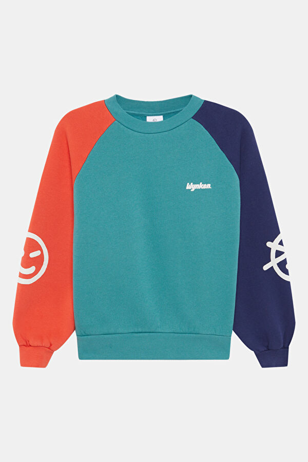 Turquoise Relax Fit Crew Neck Kids Sweatshirt