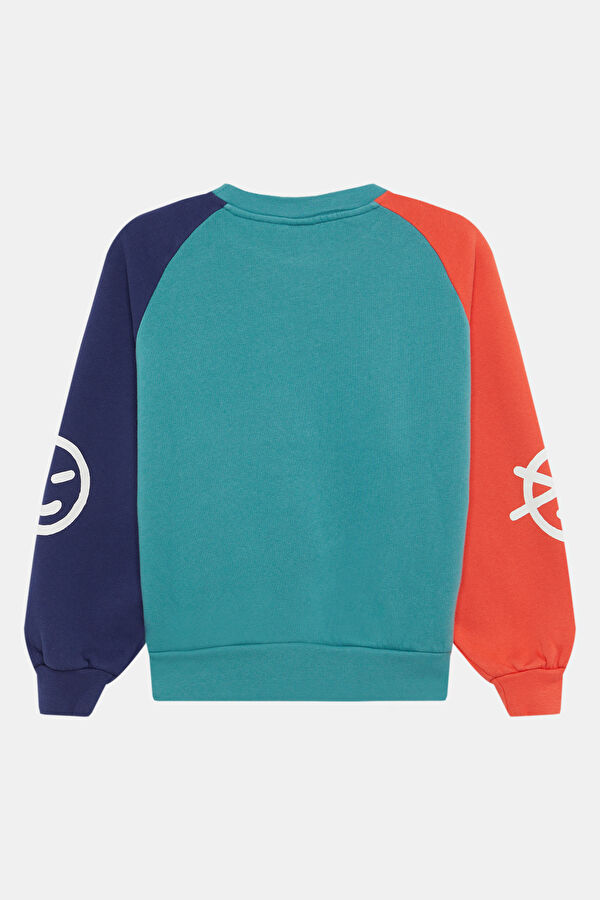 Turquoise Relax Fit Crew Neck Kids Sweatshirt 2