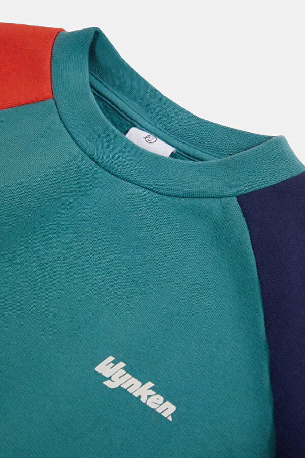 Turquoise Relax Fit Crew Neck Kids Sweatshirt 3