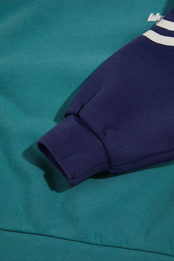 Turquoise Relax Fit Crew Neck Kids Sweatshirt 4
