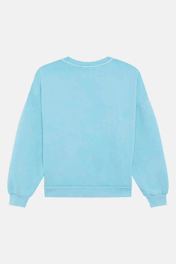 Turquoise Relax Fit Crew Neck Kids Sweatshirt 2