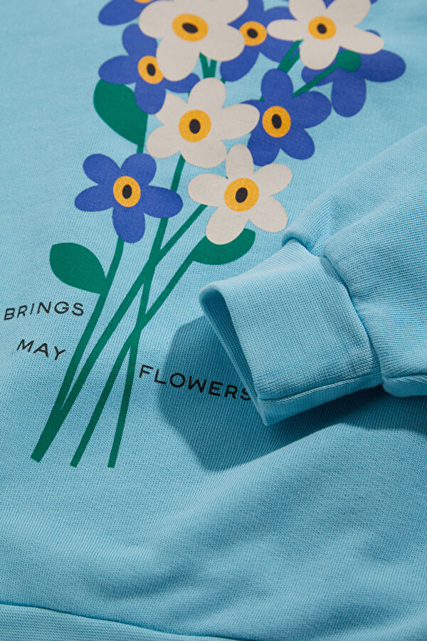 Turquoise Relax Fit Crew Neck Kids Sweatshirt 4