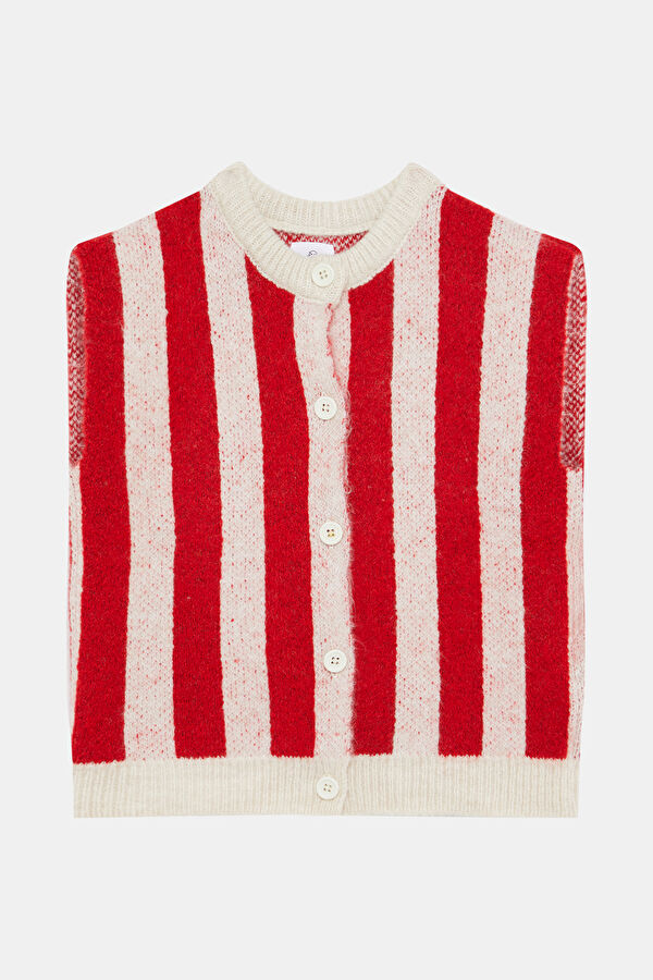 Red Striped Patterned Kids Vest