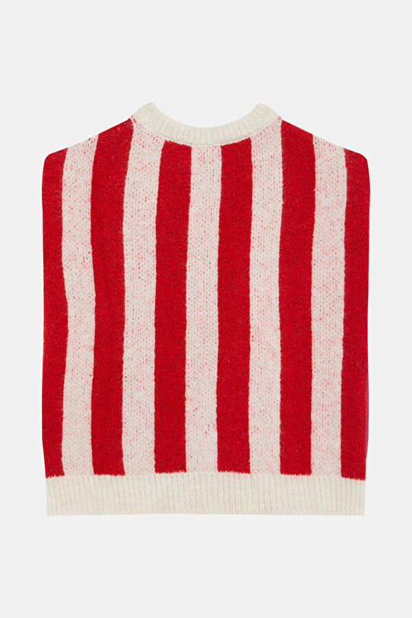 Red Striped Patterned Kids Vest 2