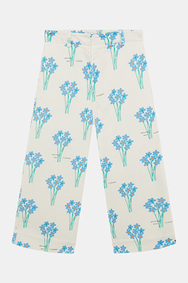 Ecru Wide Leg Kids Pants