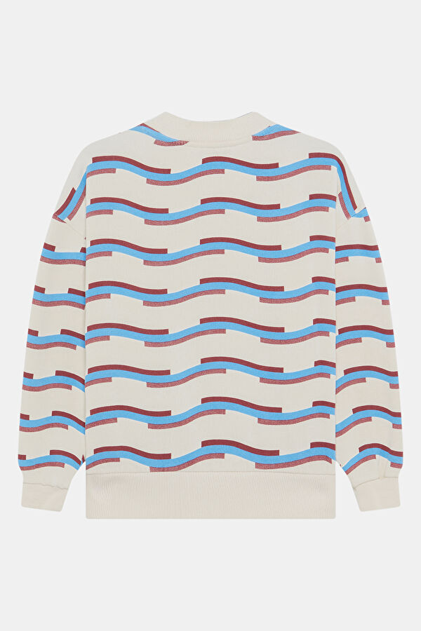 Ecru Relax Fit Crew Neck Kids Sweatshirt 2