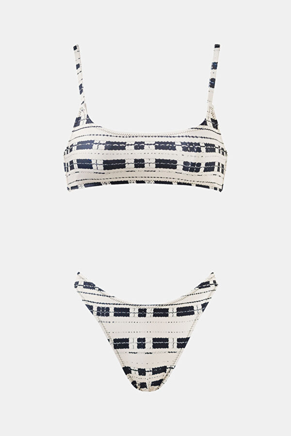 Bej Desenli Kadın Bikini